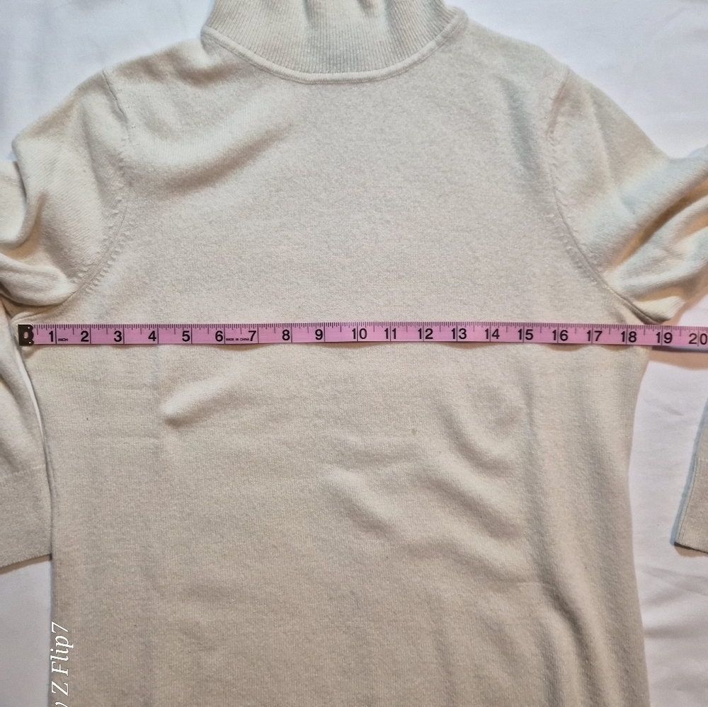 ​Talbots Petites Pure Cashmere Turtleneck Sweater - Cream Ivory - Petite Large - Picture 3 of 9